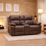 Roman Leather Recliner Sofa 2 Seater Brown
