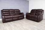 Leather Recliner Sofa Grey & Black