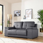 Grey Leather Sofa - D F Beds