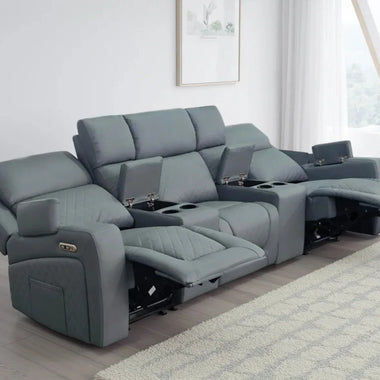 The Grand 3 Seater Cinema Electric Recliner Sofa With Cupholders - DF Beds