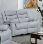 Leather Reclining Sofa Grey & Black - DF Beds