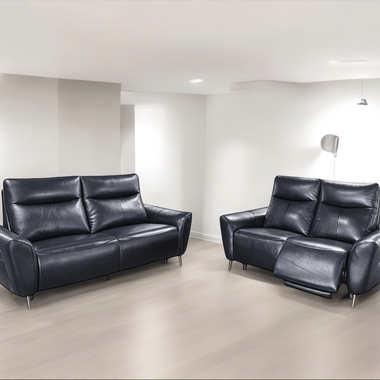 Bella 3 + 2 Set Genuine Leather Power Recliner Sofa Black
