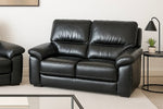 Dalmore Genuine Leather Sofa Black 2 Seater 