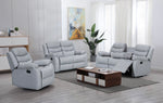 Leather Reclining Sofa Grey & Black