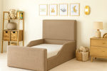 Plain Kids Upholstered Bed Frame With Side Rails 3ft Single Mink Linen 