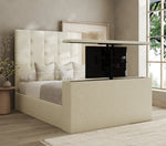 Cube TV Bed Frame matching buttons or diamond buttons Fabric 