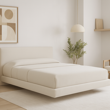 The Aether Bed Frame Upholstered Cream