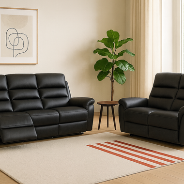 Dallas Genuine Leather Power Recliner 3 + 2 Set Balck Seaters