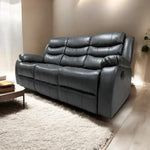 Leather Reclining Sofa Grey & Black - DF Beds