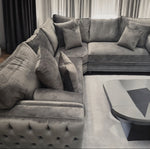 Mayfair Chesterfield Sofa Fullback & Cushions Grey Corner Sofa