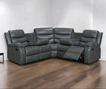 Leather Reclining Sofa Grey & Black - DF Beds