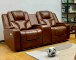 Bravado 3 + 2 Genuine Leather Power Recliner Sofa With Adjustable Headrest And Extras