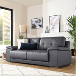 Grey Leather Sofa - D F Beds