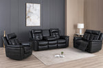 Reno Leather Recliner Sofa 3 + 2 + 1 Seater Sofa Set Black