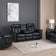 Reno Leather Recliner Sofa 3 + 2 + 1 Seater Sofa Set Black