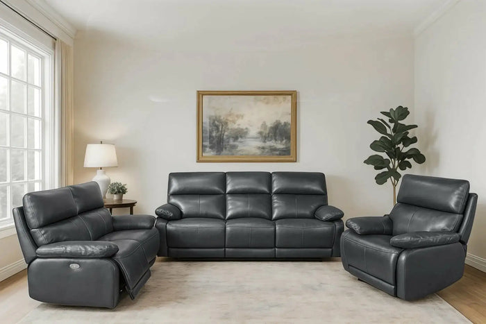 Bali Genuine Leather Sofa Power Recliner With USB Port - DF Beds