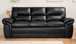 3 seater gretal black leather sofa