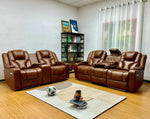 Bravado 3 + 2 Genuine Leather Power Recliner Sofa With Adjustable Headrest And Extras