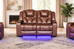 Bravado 3 + 2 Air Leather Power Recliner Sofa With Adjustable Headrest And Extras - DF Beds