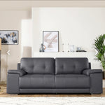 Grey Leather Sofa - D F Beds