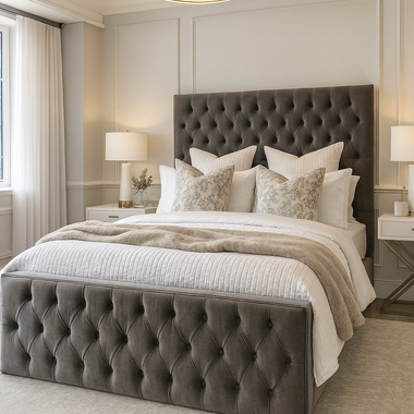 Boston Upholstered Grey 5ft King Bed Frame 