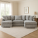 Meridian U Shape Fabric Chaise Cinema Sofa Grey Scatter Back With Chrome Feet