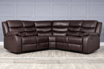 Leather Reclining Sofa Grey & Black