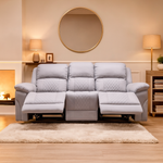 Roman Leather Recliner Sofa 3 Seater Light Grey