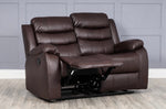 Leather Reclining Sofa Grey & Black