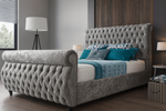 Royal Swan Sleigh 5ft King Bed Frame Silver Matching Buttons