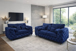 Kensington Chesterfield Sofa - Fullback & Cushions Navy Blue 3 + 2 Seater Set