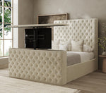 Fabric Chesterfield TV Bed Frame with matching or dimond buttons