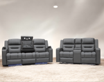 Titan Electric Recliner Leather Sofas With Fast Wireless Charger, LED Lighting, USB + Type C Ports And Arm Storage