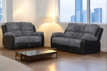 Leather Reclining Sofa Grey & Black - DF Beds