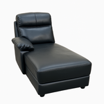 Malfi Modular Genuine Leather Single Chaise Seat End Left Black