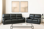 Dalmore Genuine Leather Sofa Black 3 + 2 Seater 