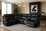 Malfi Modular Genuine Leather Electric Recliner Sofa Corner With Speaker Console Beige