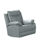 Lilly Electric Recliner Set Blue and Grey Leather Sofa