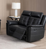 Reno Leather Recliner Sofa 2 Seater Sofa  Black