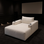 Lounge Home Cinema Sofa Chaise With Cupholders White 