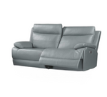 Lilly Electric Recliner Set Blue and Grey Leather Sofa