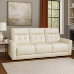 Melinda Genuine Leather Power Recliner Sofa Cream 3 Seater 
