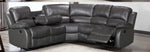 Grey leather Corner sectional sofa with reclining seats in a room setting 