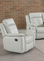 Reno Leather Recliner Sofa Armchair 1 Seater Sofa Light Grey