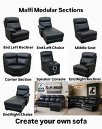 Malfi Sectional Sofa Genuine Leather Sectional Parts Black or Beige 