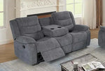 Leather Reclining Sofa Grey & Black - DF Beds