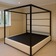 Royal 4 Poster Bed Frame Black Metal Frame Upholstered Fabric