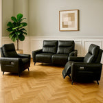 Bella 3 + 2 + 1 Set Genuine Leather Power Recliner Black