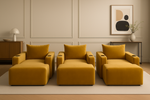 Lounge Home Cinema Sofa Chaise Three Set With Cupholders Mustard 