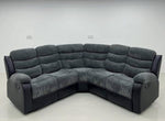 Leather Reclining Sofa Grey & Black